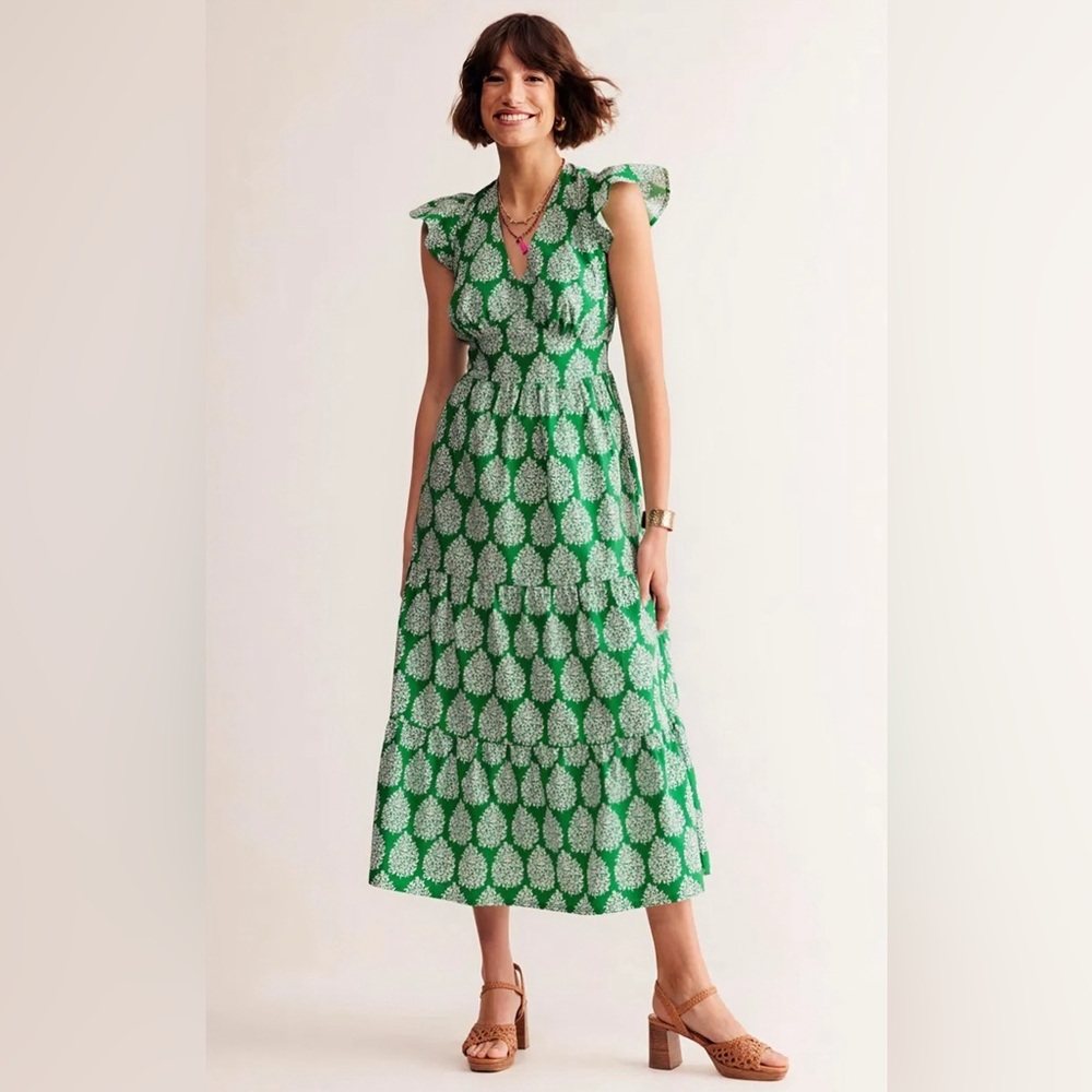 May Floret Print Tiered Cotton Midi Dress